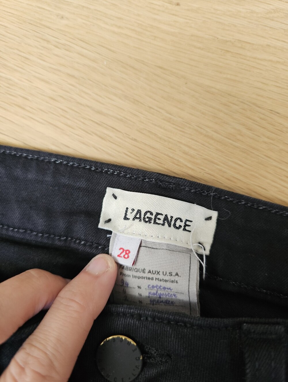 L'AGENCE Margot Black Foil Coated Skinny High Rise Jeans - Picture 3 of 9